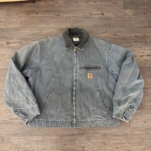 CARHARTT DETROIT JACKET J97 GVL GRAVEL RARE GREY XL BLANCKET LINED FADED COAT